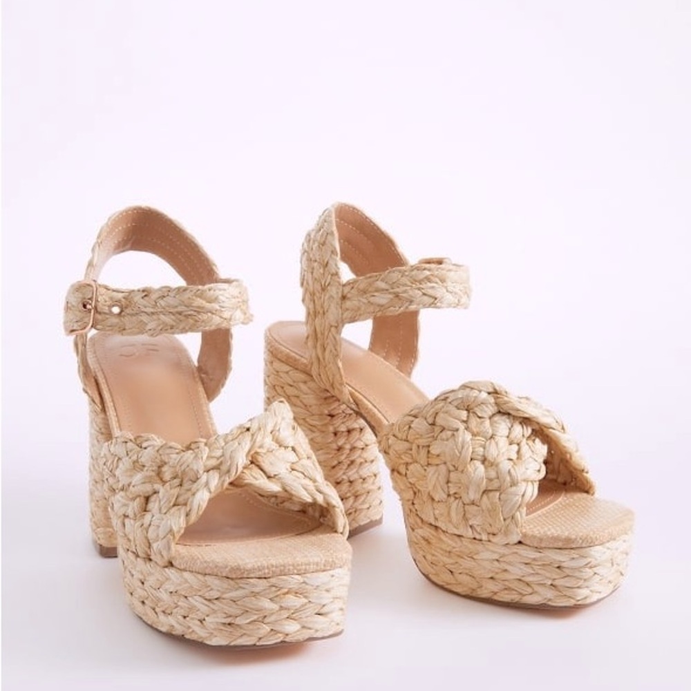 JustFab Women’s Rosalie Chunky Heel Espadrille Platform Sandals Shoes Size 11 - Picture 2 of 11